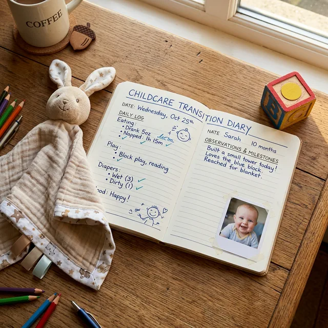 慣らし保育の日記と小物の写真